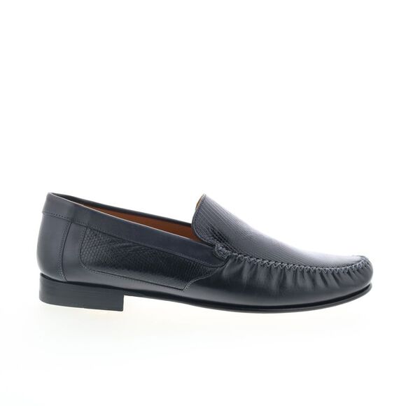 Mezlan Mens Lizard Skin Napa Leather Loafers Black Shoes (NWT) - Picture 1 of 4